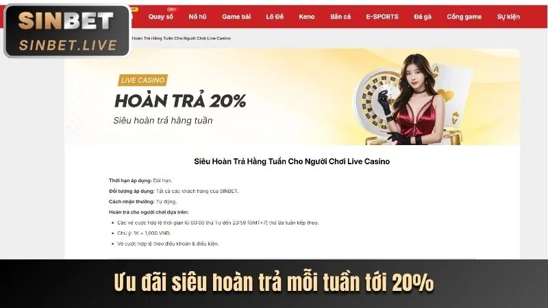 Hoàn trả tiền cược casino hàng tuần tại 789bet